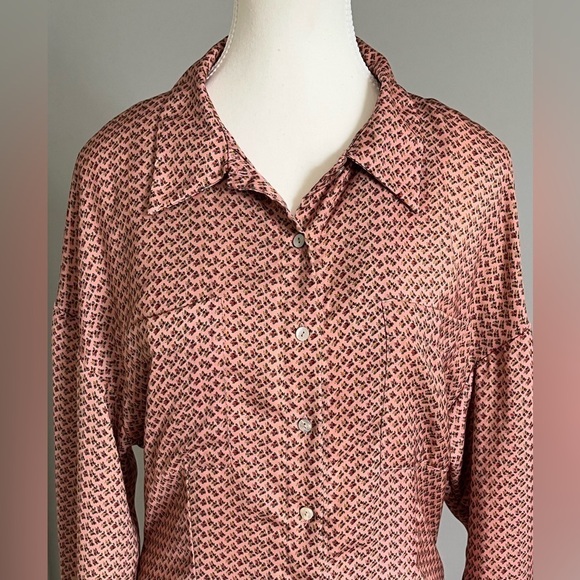 Zara button front maxi silky ditzy floral print dress, size medium. - Picture 7 of 13